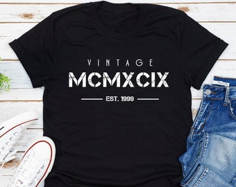 Vintage Born In 1999 T-Shirt, Roman Numerals Tee, 1999 Year Of Birth Shirt, 23rd Birthday Gift