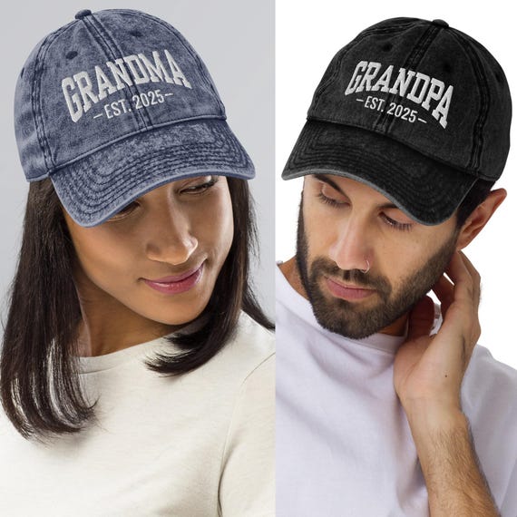 New Grandma Grandpa Est 2025 Hat, Grandma Announcement Gift