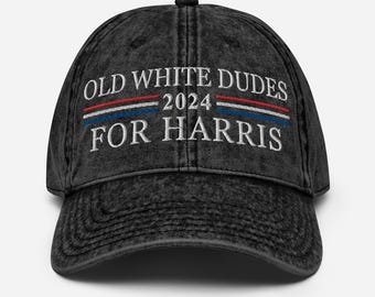 Gammal vit Dudes For Harris-hatt, vit Dudes For Harris 2024 twillkeps, Madam President 2024-hatt