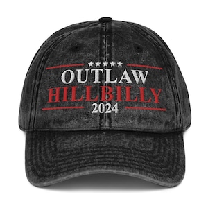 Outlaw Hillbilly 2024 Hat, Embroidered Trump Vance 2024 Twill Cap