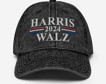 Kamala Harris Tim Walz Vintage Cotton Twill Cap, Tim Walz VP 2024 Twill Cap, Kamala Harris 2024 President Twill Hat