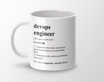 DevOps Engineer Gift, Grappige DevOps Engineer Koffiemok, DevOps Engineer Afstudeercadeau, DevOps Engineer Functiedefinitie Mok