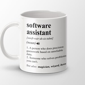 Programvaruassistentpresent, rolig kaffemugg för programvaruassistent, examenspresent för programvaruassistent, jobbdefinitionsmugg för programvaruassistent