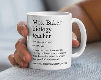 Personalized Biology Teacher Coffee Mug, Teacher Appreciation Gift, Funny Teacher Mug, Biology Teacher Definition Mug, Custom Teacher Gift
