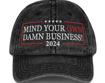 "Synd din egen affär"-hatt, broderad Harris Walz twill-keps, Madam President-hatt