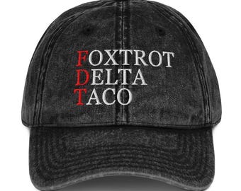 Foxtrot Delta Taco Hut, FDT Militär Alphabet Anti Trump Hut, FDT Gestickte Baumwolltwill Kappe