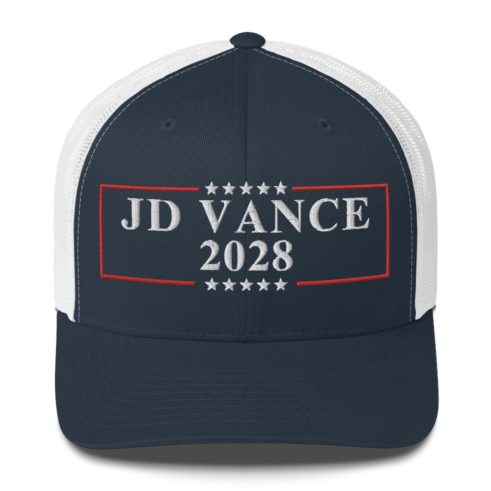 thumbnail image 2 of 2028 Trump Trucker Cap – Red Cotton – Made In USA – One Size Adjustable 2 of 6