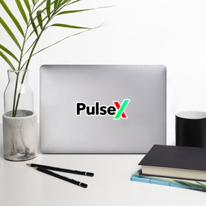 PulseX kryptologotypklistermärke, PLSX myntklistermärke för bärbar dator, PulseX token