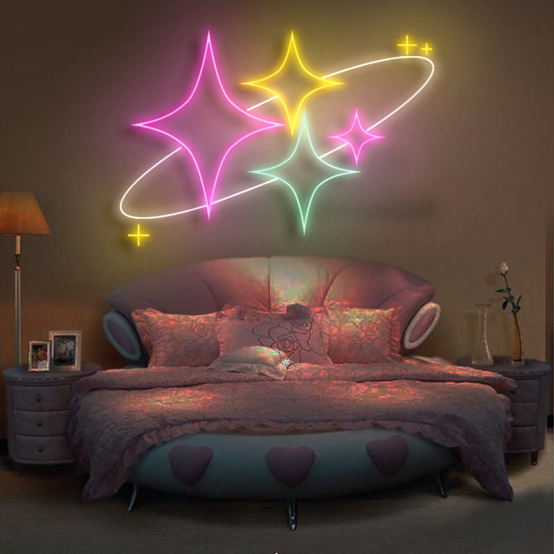 Stars Neon Signtwinkling Stars LED Neon Signneon Room Wall - Etsy
