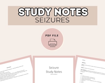 Seizures Study Sheets | Nursing Study Notes | Nursing School Study Sheets | NCLEX study notes