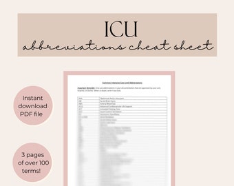 ICU Abbreviations cheat sheet | ICU Nursing cheat sheet