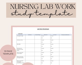 Verpleegkundig laboratorium werkstudiesjabloon | Sjabloon voor bloedonderzoek | NCLEX-studieblad