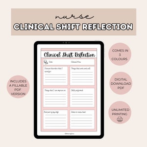 Peut inclure: Un planificateur numérique imprimable rose pour les infirmières afin de réfléchir à leurs quarts de travail cliniques. Le planificateur comprend des sections pour la date, la zone clinique, les maladies/troubles dont elles se sont occupées, les choses qui se sont bien passées, les choses à améliorer, les compétences acquises, la meilleure partie du quart de travail et les éléments à revoir plus tard. Le planificateur est disponible en trois couleurs et permet une impression illimitée.
