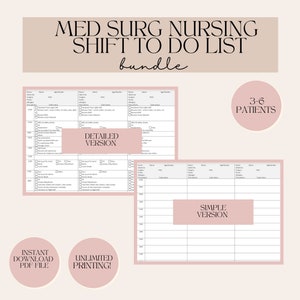 Peut inclure: Ensemble de listes de tâches infirmières imprimables pour 3 à 6 patients. L'ensemble comprend une version détaillée et une version simple. Les feuilles imprimables sont conçues pour un téléchargement instantané et une impression illimitée.