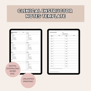 Nurse Clinical Instructor Notes Template | Clinical instructor notes