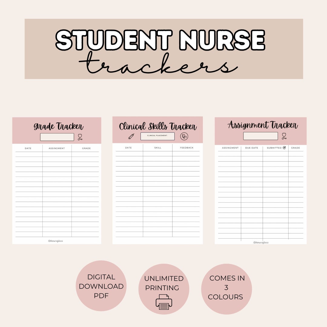 Student Nurse Tracker Bundle | Nursing Student Assignment Tracker ...