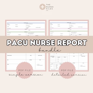 Paquete de informes de PACU / informe de enfermería de PACU / entrega de PACU / unidad de cuidados postanestésicos