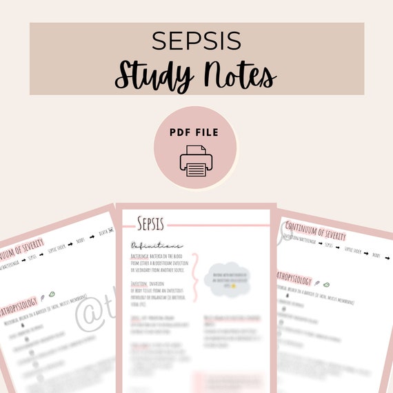 Sepsis Study Notes Nursing Study Notes Nursing Study Sheet - Etsy