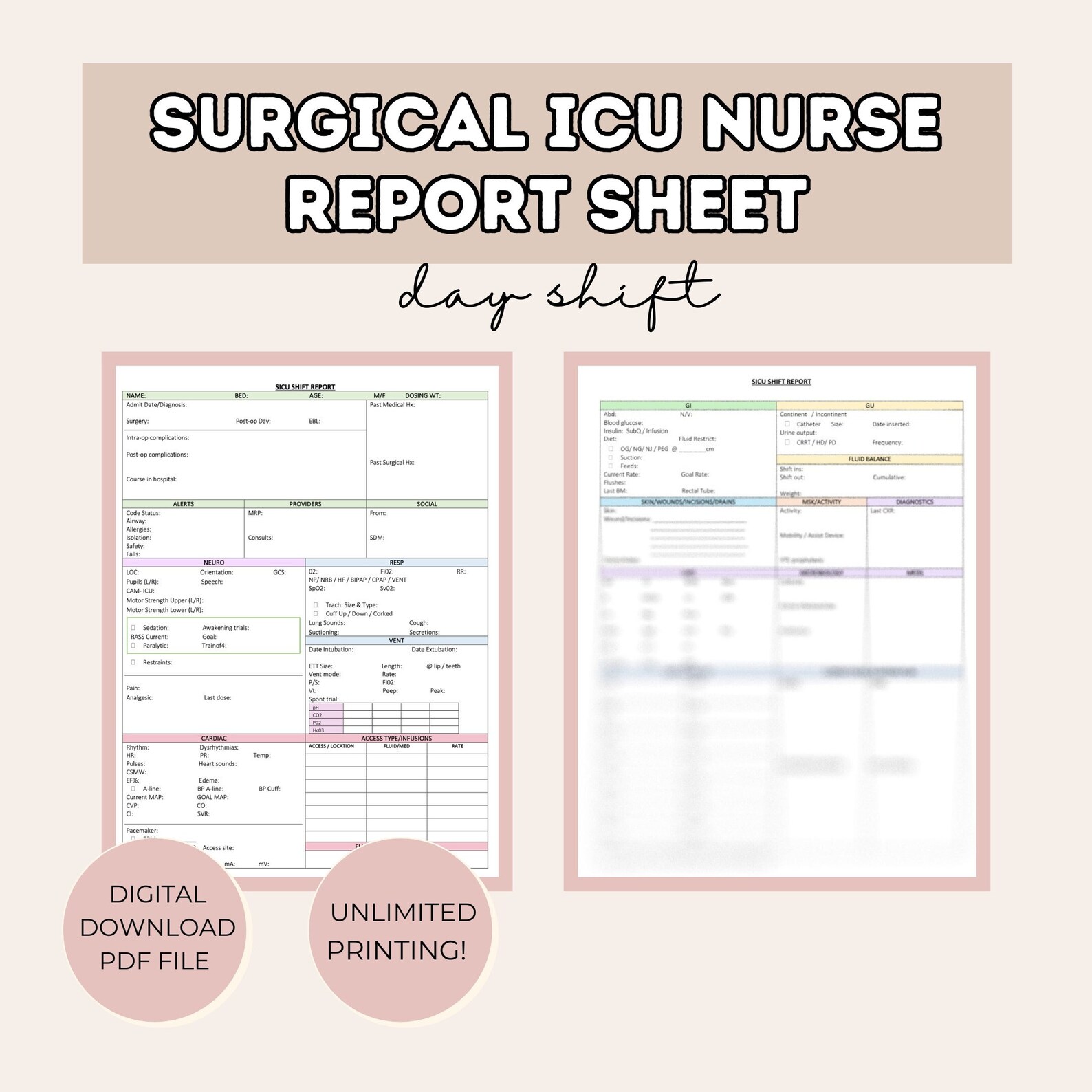 Surgical ICU Nurse Report | SICU Nurse Report Sheet | Surgical ICU ...