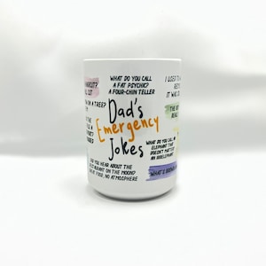Notfall Dad Witze Kaffeetasse 15 Unzen; Vatertagsgeschenk; Punny Kaffeebecher; Kaffeetasse für Papa; Sublimierte Kaffeetasse; Mehrfach Dad Witze Tasse