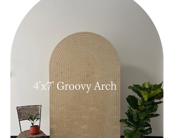 4'x7' Grooved Arch Backdrop: Wood Wedding Photo Booth Prop, photo personalized gift