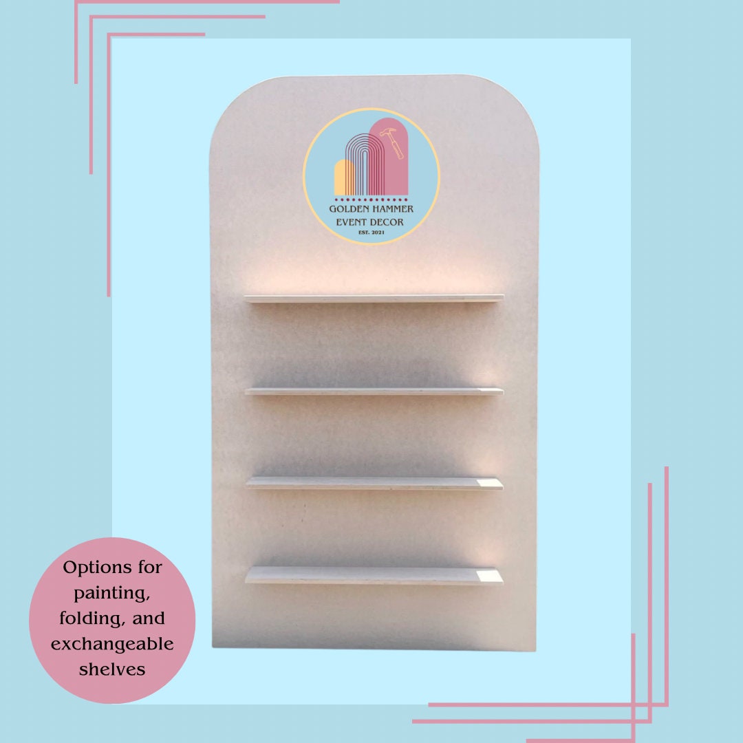 Party Backdrop With Removable Shelves MDF Wood, Paintable, Rectangle ...