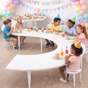 Connectable Serpentine Curvy Kids Table: Plywood Children Birthday Party Furniture, CNC mfg. shipping from California included.