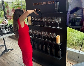 Custom Arch Backdrop Wall with Removable Shelves - Party Favor Display, product display wall, Wine or Champagne Wall display