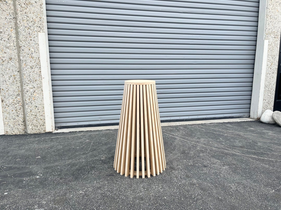 Wood Pedestal Table Base Modern Slats Etsy
