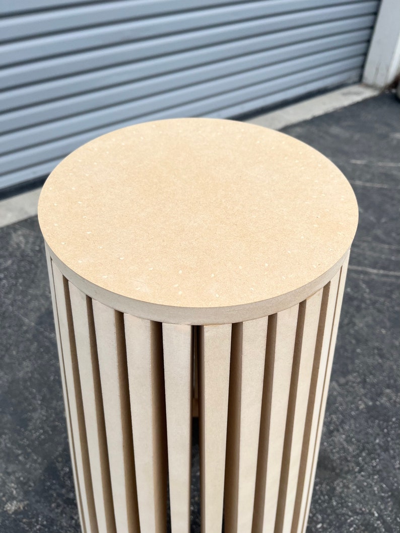 Wood Pedestal Table Base Modern Slats Etsy