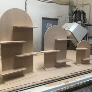 3 Piece Tabletop Display Shelving Set MDF Wood Removable Shelves Retail Merchandise Stand