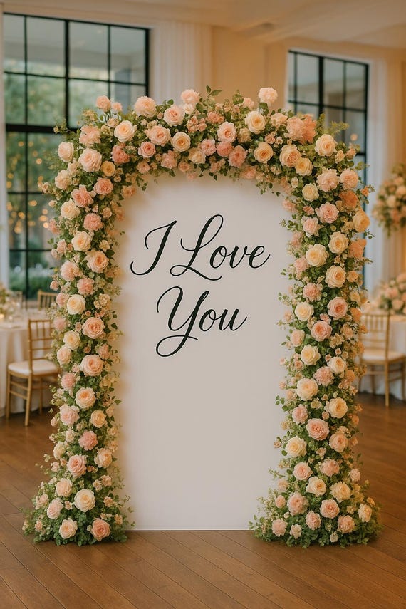 YongFoto 7x5ft Vinyl Photo Backdrop Wedding Backdrop Roses Flowers Curtain Beutiful Floral Wall Background Valentine's Day Wedding Party Wall - View #4