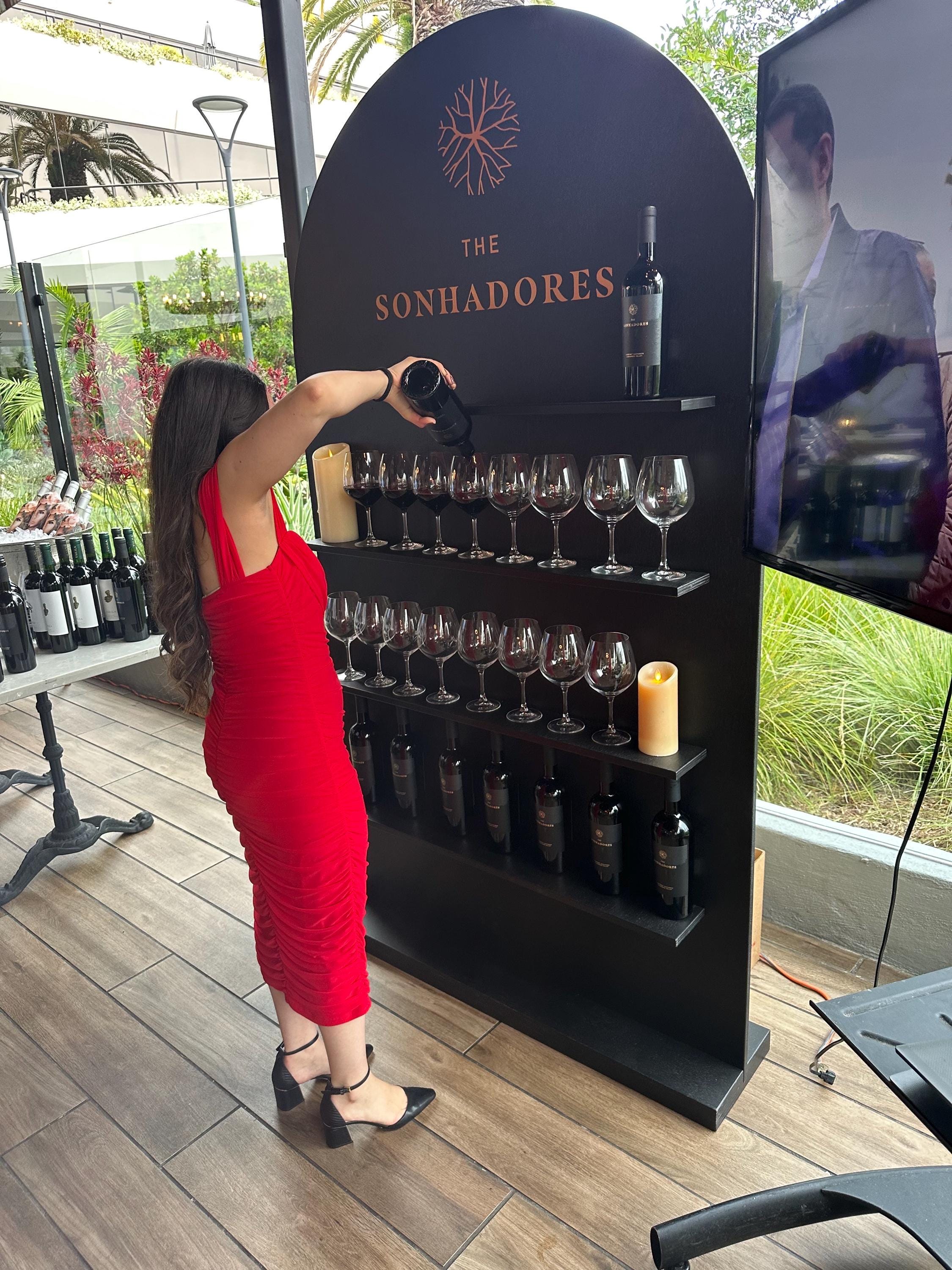 Wooden Arch Backdrop Wine Display