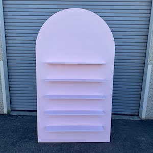 Wooden Arch Backdrop Wall with Shelves, Party Champagne Stand