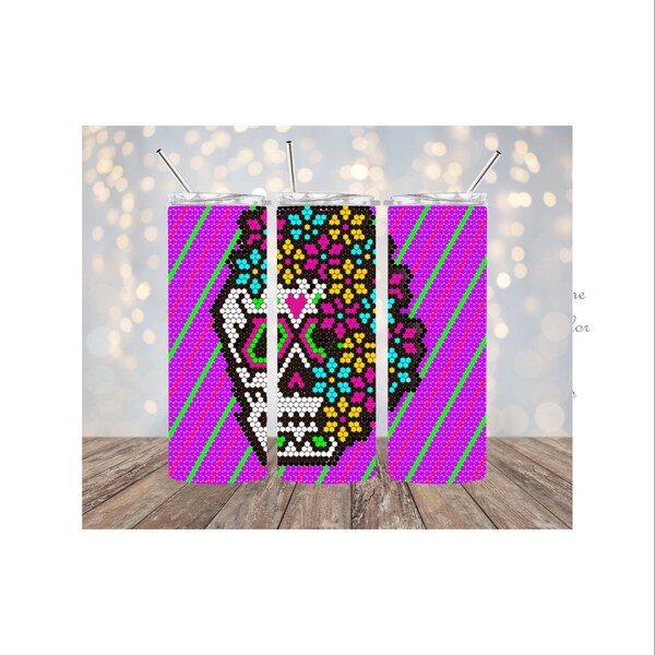 Neon sugar skull rhinestone pattern