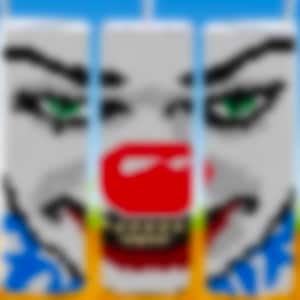 Evil clown rhinestone tumbler pattern