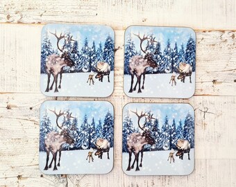 Reindeer Coasters | Coaster | Birthday Gifts | Dinnerware Sets | Table Setting | Reindeer | Christmas Coasters | Stag Coasters | Christmas