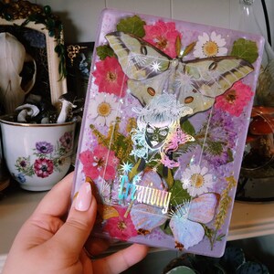 Cartes de tarot à accrocher au mur, déco cottage, fée, mite et papillon, art en résine, art de la sorcellerie, magie, fleurs sèches