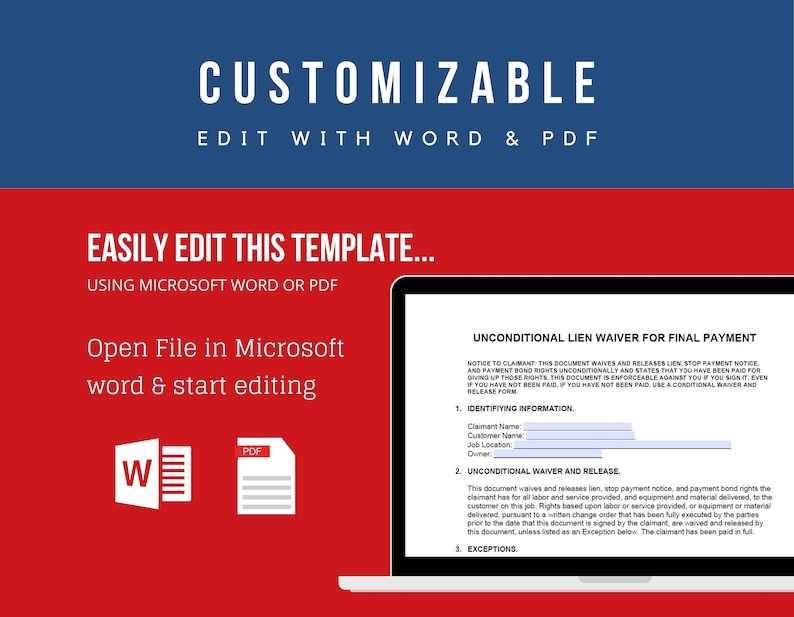 Final Lien Waiver Template: All Purpose Liability Release (PDF Word Final Lien Waiver Template: All Purpose Liability Release (PDF Word
