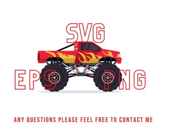 Monster Truck Clipart | Kids Car SVG, PNG, EPS (Digital Download)