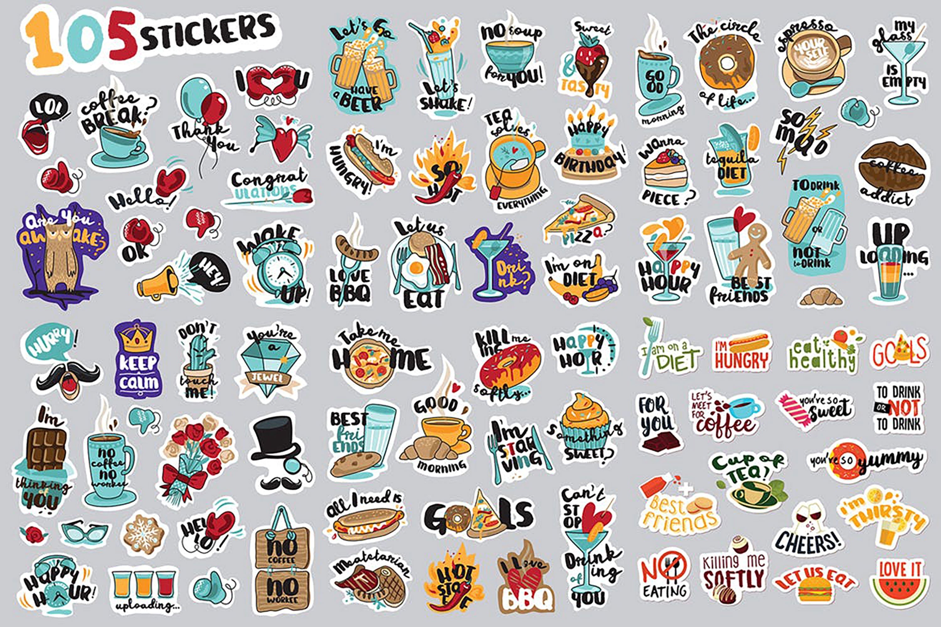 Vector Set of Cute Funny Templates with Frames,patches,stickers in