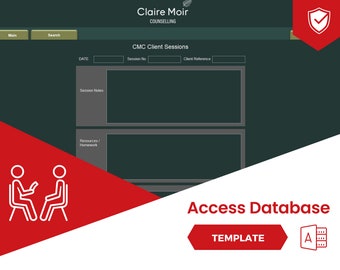 Counsellor Database for Patient Sessions | Track Visits Session, Notes & Information | Access 100% Editable | Secured Access Template