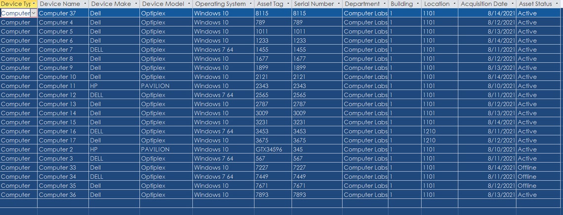 Track My Assets Database Template for Assets Computers - Etsy Canada