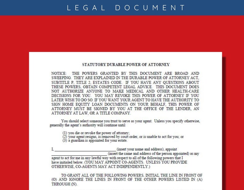 Power of Attorney Template Legal Power of Attorney Form Will and Estate