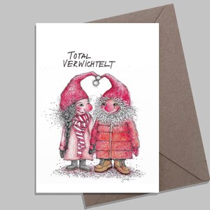 Total Verwichtelt | Weihnachtskarte A6 | Wichtel Grußkarte / Valentinstag