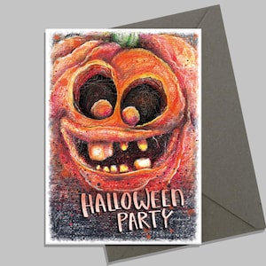 Kürbisgesicht | Halloween Einladungskarte |  Einladung Halloweenparty  | Klappkarte Halloween zum Ausfüllen