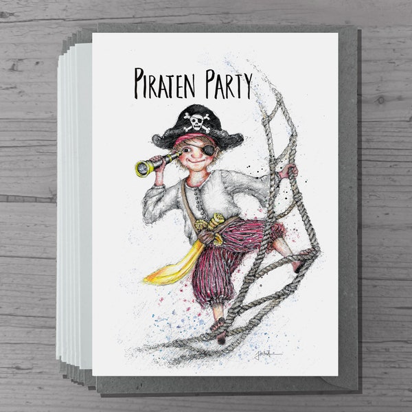 Piratenparty | Einlandungskarte Piratenkindergeburtstag | Einladung Mottoparty Piraten