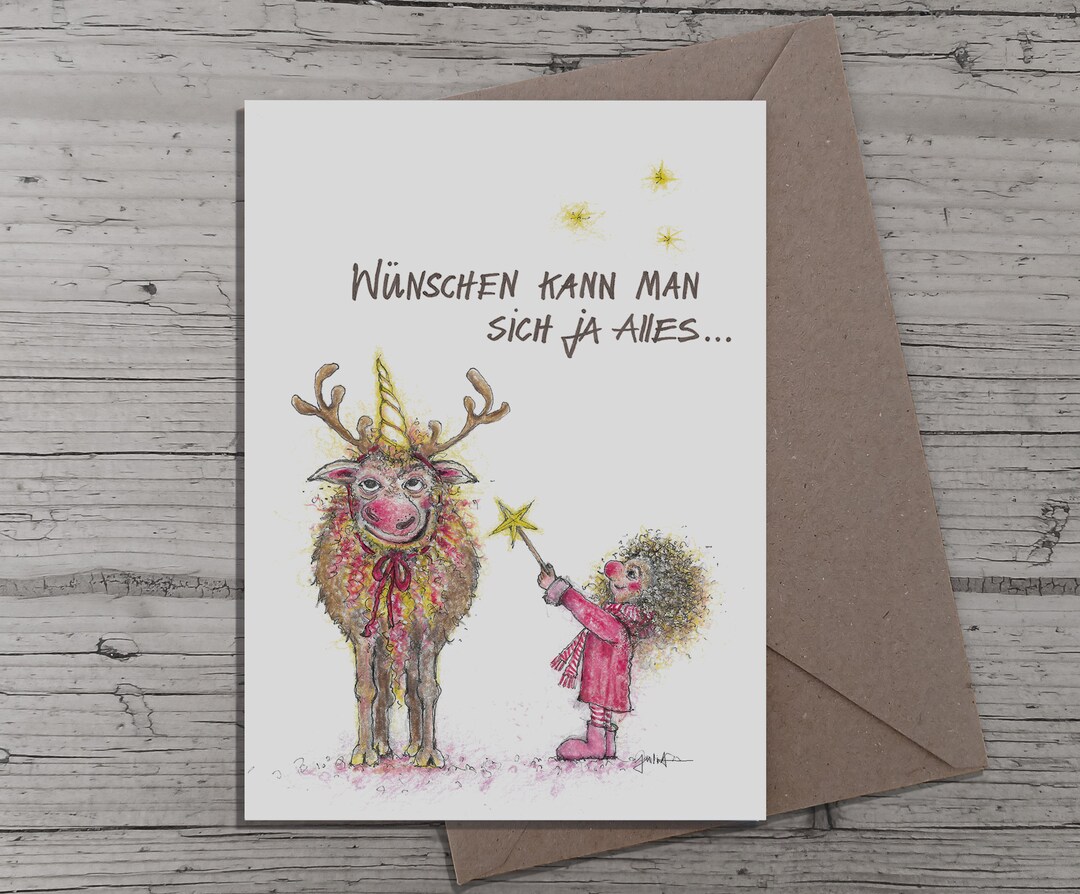 Wünschen kann man sich alles Weihnachtskarte A6 Etsy.de