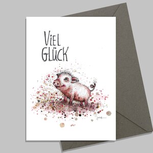 Glückwunschkarte | Glücksschweinchen Illustration | Viel Glück | Geburtskarten Baby