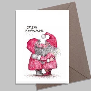Oh du Fröhliche | Weihnachtskarte A6 | Wichtel Grußkarte | Wichtel küssen sich